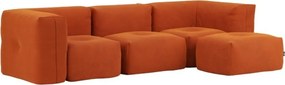 Soft Zitzak Indoor 3 Seater + Pouf - Orange Jaquard