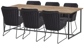 4 Seasons Outdoor Wing eetset met Quatro tafel met Robusto teak blad 220 cm * SALE *  Tuinset    houtkleur weerbestendig