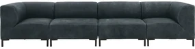 Goossens Excellent Bank Marshall zwart, leer, 2 x 1,5-zits, urban industrieel