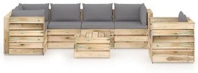 vidaXL 7-delige Loungeset met kussens groen geïmpregneerd hout