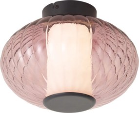 Design plafondlamp zwart 28cm met paars glas incl. LED 3-staps dimbaar - Margherite