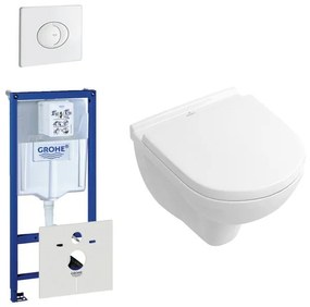 Villeroy & Boch O.novo compact toiletset bestaande uit inbouwreservoir, toiletpot, toiletzitting en bedieningsplaat wit 0729126/0729205/0124162/0124182/