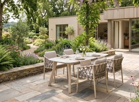Taste by 4 Seasons Piacenza tuinset latte met Manolo tafel met geprint keramisch blad 180 cm SALE Tuinset beige weerbestendig