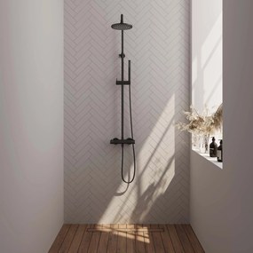 Brauer Black Carving opbouw regendouche met 20cm douchekop en staafhanddouche mat zwart