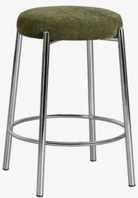 Set Van 2 Hoge Krukken, Bekleed En Van Ijzer Zantria ↑65 Cm & Chenille Saliegroen - Sklum