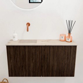 Mondiaz Joya DLux 80cm toiletmeubel walnut met wastafel faye links zonder kraangat frappe