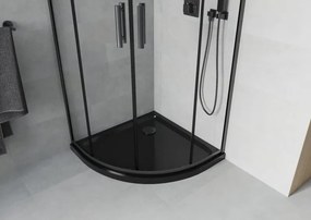 Mexen Rio halve ronde douchecabine 80 x 80 cm, transparant, zwart + Flat douchebak, zwart - 863-080-080-70-00-4170B
