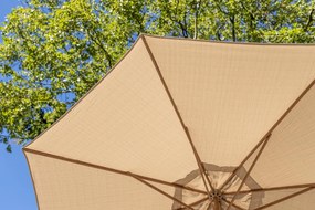 4 Seasons Outdoor Siesta PREMIUM Ø 350 cm parasol zand, wood look frame Parasol   beige weerbestendig