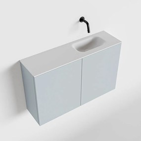 Zaro Polly toiletmeubel 80cm clay met witte wastafel zonder kraangat rechts