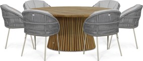 Tuinset Ronde Tuintafel 6 personen 180 cm Rope Zand/Beige  Santika Furniture Santika