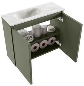 Mondiaz Ture DLux toiletmeubel 60cm army met wastafel ostra links met kraangat