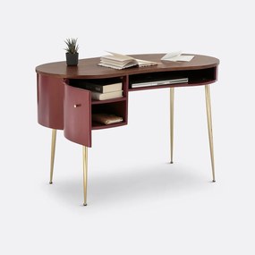 vintage bureau met laagje notelaar, Topim