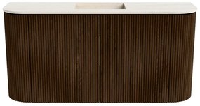 Mondiaz Joya DLux 85cm toiletmeubel ronding links/rechts walnut met wastafel faye midden 1 kraangat meli