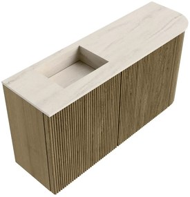 Mondiaz Joya DLux 80cm toiletmeubel ronding rechts dusk met wastafel faye links zonder kraangat meli