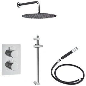 Saniclear Talpa Pro inbouwregendouche 30cm met wandarm en glijstang chroom-zwart