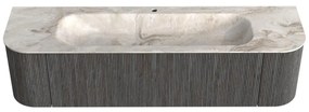 Mondiaz Kurve-dlux 170cm badmeubel ronding links/rechts shadow met 1 lade en 2 deuren en wastafel big large midden 1 kraangat frappe