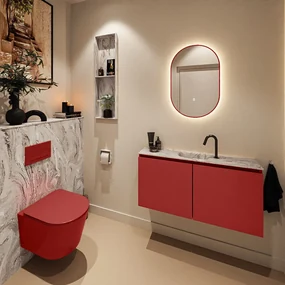 Mondiaz Ture DLux toiletmeubel 100cm fire met wastafel glace midden met kraangat
