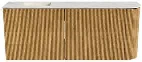 Mondiaz Joya DLux 100cm toiletmeubel ronding rechts oak met wastafel faye links zonder kraangat ostra