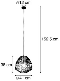Landelijke hanglamp rotan 41 cm - Bishop Landelijk E27 Binnenverlichting Lamp