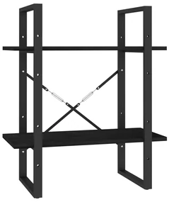 vidaXL Boekenkast met 2 schappen 60x30x70 cm massief grenenhout zwart