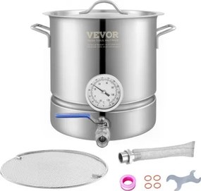 VEVOR Bierbrouwketel Bierbrouwsysteem 18,92 L Bierbrouwset Maischketel 280 x 290 mm, RVS bierbrouwsystemen met dubbele temperatuurweergave en filter, Geschikt voor bier, rode wijn, etc.