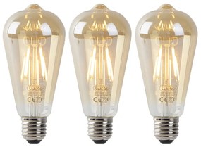 Set van 3 E27 LED lampen ST64 goud met schemersensor 4W 400 lm 2200K