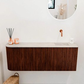 Mondiaz Joya DLux 110cm toiletmeubel ronding links ruby met wastafel faye rechts zonder kraangat ostra