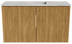 Mondiaz Joya DLux 70cm toiletmeubel oak met wastafel faye midden zonder kraangat glace