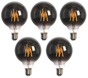 Set van 5 Smart E27 LED lamp G95 smoke 4W 60 lm 1800-3000K