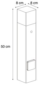 Industriele / Industrie / Industrial buiten paaltje roestbruin met smoke glas 50cm met schemersensor - Denmark Industriele / Industrie / Industrial E27 IP44 Buitenverlichting