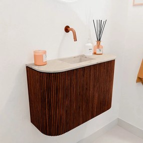 Mondiaz Joya DLux 65cm toiletmeubel ronding links/rechts ruby met wastafel faye midden zonder kraangat frappe