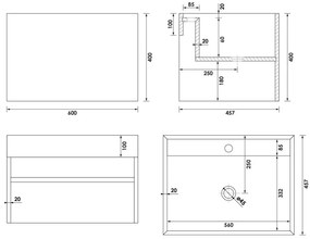 Brauer Nova vrijhangende wastafel marmerlook 60cm met kraangat calacatta gold