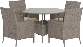 The Outsider tuinset-sven-5-delig-4-personen-rond-bruin-wicker-glas-the-outsider