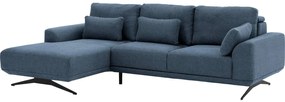 Goossens Excellent Bank Princess Met Elektrisch Uitschuifbaar Zitvlak blauw, stof, 3-zits, elegant chic met chaise longue links