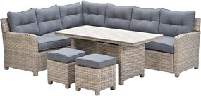 Garden Impressions Alaska lounge dining set 5-delig rechts - vintage willow - light teak vironwood