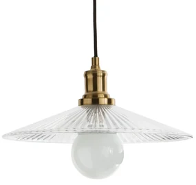 Hanglamp in messing en geribbeld glasØ35,5 cm, Iloa