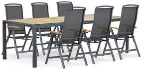 Tuinset 6 personen 240 cm Aluminium/textileen Grijs Lifestyle Garden Furniture Rosello/Valence