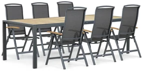 Tuinset 6 personen 240 cm Aluminium/textileen Grijs Lifestyle Garden Furniture Rosello/Valence