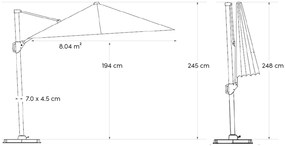 Zweefparasol  2.7 x 2.7m T2 (incl. voet en hoes) manhattan Grijs-antraciet Platinum Voyager
