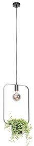 Moderne hanglamp zwart met glas rechthoekig - Roslini Modern E27 Binnenverlichting Lamp