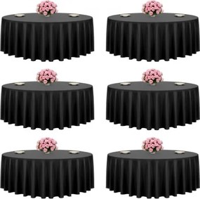 VEVOR 6 x ronde tafelkleden, 3048 mm, kreukvrij tafelkleedbeschermer, machinewasbaar polyester tafelkleed voor feesten, bruiloften, banketten en formele evenementen, zwart