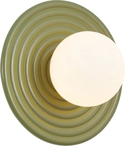 Retro wandlamp groen met opaal rond 20cm IP44 - Lila
