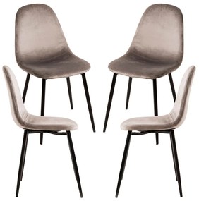 Set 4 Stoelen Teok Zwart Fluweel