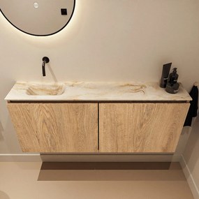 Mondiaz Ture DLux toiletmeubel 120cm washed oak met wastafel frappe links zonder kraangat