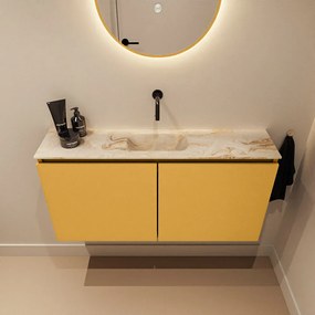 Mondiaz Ture DLux toiletmeubel 100cm ocher met wastafel frappe midden zonder kraangat