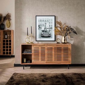 Dressoir Met Schuifdeuren Acacia Hout - 150x45x76cm.