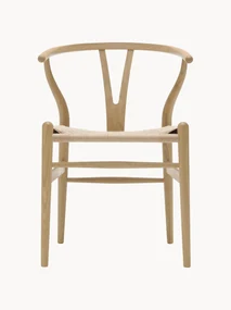 Houten stoel CH24 Wishbone Chair met handgevlochten zitvlak
