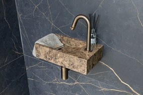 Saniclear Dark Emperador fonteinset met gebogen kraan in verouderd messing