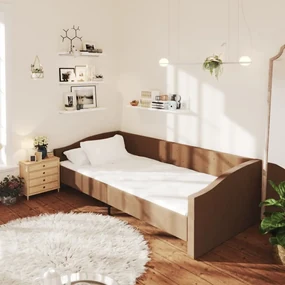 vidaXL Slaapbank met USB stof bruin 90x200 cm
