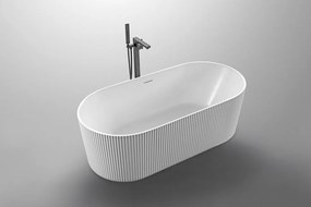 Aqualine Turia vrijstaand bad ribbel wit acryl 170x80cm